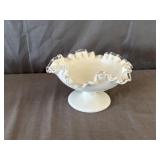 Fenton Silver Crest Milk Glass Pedestal Compote