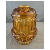L.E. Smith Amber Glass Moon & Stars Fairy Lamp