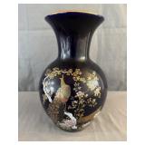 Japanese Black Glaze Golden Pheasant Porcelain Vas