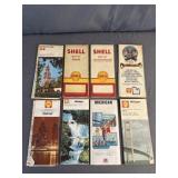 (8) Vintage Shell U.S. State Road Maps