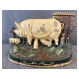 Heavy Cast Iron Doorstop Mother Pig & Piglets 12ï¿½