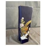 Japanese Blue Glaze Golden Pheasant Porcelain Vase