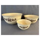 (3) Pfaltzgraff Stoneware Nesting Mixing Bowl