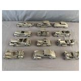 (12) Danbury Mint Pewter Die Cast Model Cars