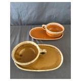 (2) Hull Pottery Tangerine Soup & Sandwich