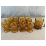 (12)Indiana Glass Tiara Amber Juice Glasses &