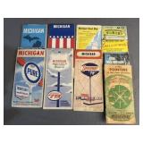 (10) Vintage Michigan Road Maps & Tourist Guides