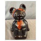 Canuck Pottery Ceramic Black Teddy Bear Coin Bank