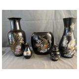 (5) Japanese Black Glaze Golden Pheasant