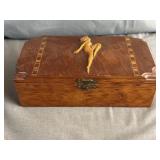 Art Deco Posed Nude Lady Wooden Jewelry Box
