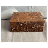 Spanish Tooled Leather Covered Cigarette Box