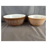 (2) Pyrex Nesting Mixing Bowls "Woodland" Pattern