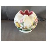 Fenton Hand Painted Satin Glass Rose Bowl