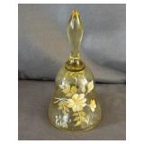 Fenton Yellow Glass Bell W/ Hand painted Flowers