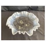 Jefferson Glass White Opalescent "Ruffles &
