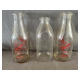 (3) Quart Size Dairy Farm Milk Bottles