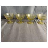(4) L.E. Smith Crackle Canary Vaseline Sherbet Cup