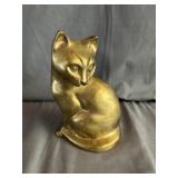 Vintage Brass Cat Figurine Statue