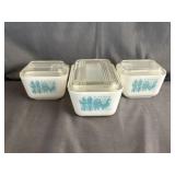 (3) Pyrex Amish Butterprint Refrigerator Dishs and