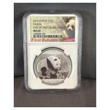 2016 China 30G Silver Panda coin graded MS69