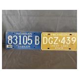 1970 Michigan License Plate & Michigan Trailer