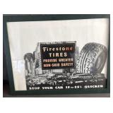 Framed Firestone Tires Dealer Advertising Sign