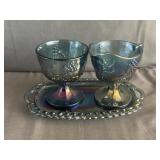 Indiana Glass Blue Carnival Cream & Sugar Set