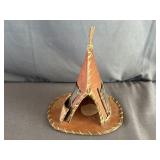 Primitive Birch Bark Teepee & Canoe Display Decor
