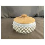 Fenton French Opalescent Hobnail Powder Jar &