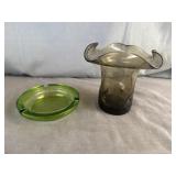Tiffin Glass Canterbury Vase & Green Glass
