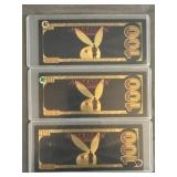 (3) Playboy "Spicy" Gold Foil $100 Novelty Bills