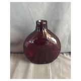 Hand-Blown Ruby Red Glass Ballon Vase