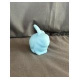 Fenton Art Glass Blue Satin Bunny Figurine