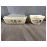Pyrex Homestead Refrigerator Dish w/ Lid & Bowl