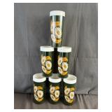 (6) Thermo-Serv Insulated Plastic Daisy Tumlbers