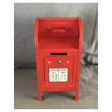 Red Pressed Steel Postal Mail Box Coin Bank