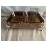 Anchor Hocking Amber Glass Loaf Pans & Holder