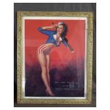 Framed Patriotic Pin-up Art Print by Earl