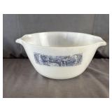 Glasbake Mixing Bowl Blue Currier & Ives