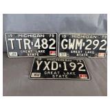 (3) 1979 Michigan Great Lake State License Plate
