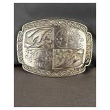 Silver-Toned Western Belt Buckle