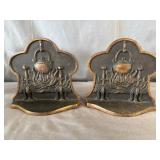 Antique Cast Iron Bookends "Kettle over Fire"