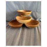 (4) Wooden Salad Bowls Made In Japan