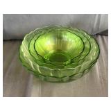 (4) Anchor Hocking Green Glass Nesting Bowls*No