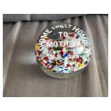 Home Sweet Home To Mother Art Glass Paperweight