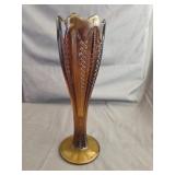 10ï¿½ Indiana Glass Zipper Burnt Honey Vase*No