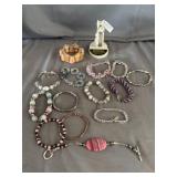(15) Costume Jewelry Beaded Bracelets & Watch