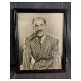 Framed Black & White Print Comedian Groucho Marx