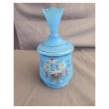 Antique Victorian Bristol Blue Satin Glass