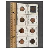 (8) Canada 1 Cent Errors, B.U., Toned Coins